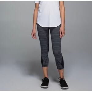 LULULEMON Run Inspire Crop II Mesh Cyber Stripe Black 4